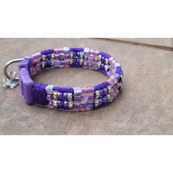 Custom Handmade Beaded Bling Dog Collar - Picture 2 of 3